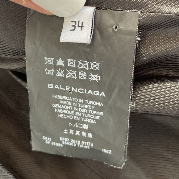 BALENCIAGA Woman's Leather Moto Bike Jacket in Gray, size FR34/XS/US 2 - Picture 12 of 16